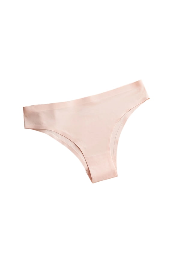 Womens Seamless Thong No VPL Underwear Everyday Invisible Panties Nylon Spandex Comfort Stretchy Pink 1 Pack,Size 2XL