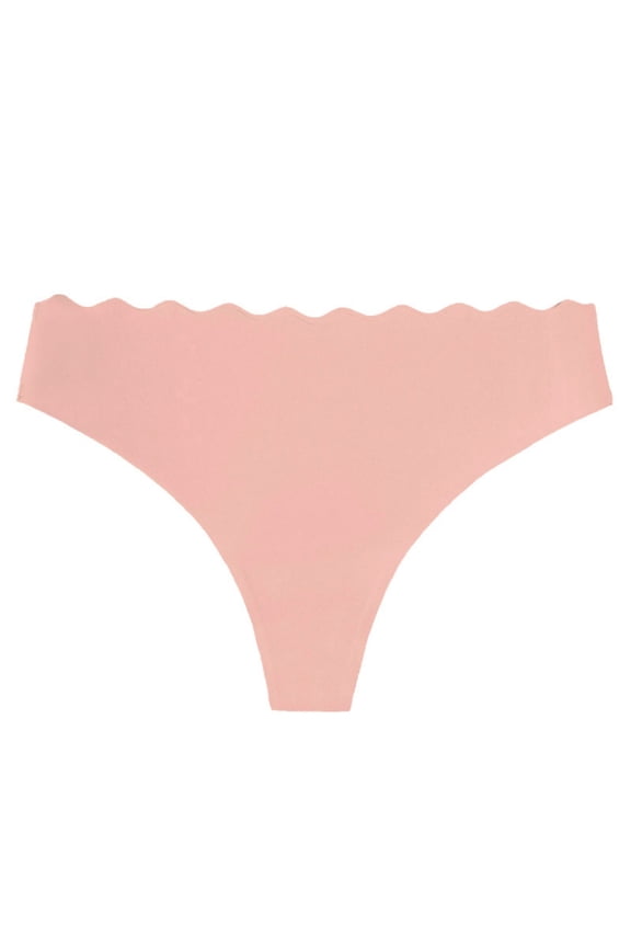 Womens Seamless Thongs Heart Cutout No-Show Underwear Soft Invisible Wave Edge Low-Rise Briefs