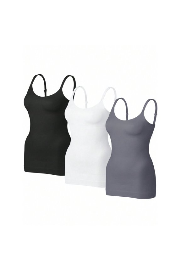 Womens Seamless Tummy Control Tank Camisole Shapewear - Black/White/Gray