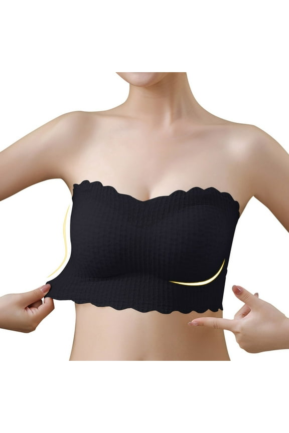 Womens Seamless Unwired Strapless Convertible Bra Strapless Bras Shirt Tube Fishnet Top Padded Bandeau Bikini Top Spaghetti Strap Tops for Women Sheer Long Sleeve Top V Neck Laye Tops Strapless Padded