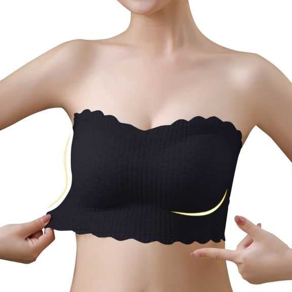 Womens Seamless Unwired Strapless Convertible Bra Strapless Bras Shirt Tube Fishnet Top Padded Bandeau Bikini Top Spaghetti Strap Tops for Women Sheer Long Sleeve Top V Neck Laye Tops Strapless Padded