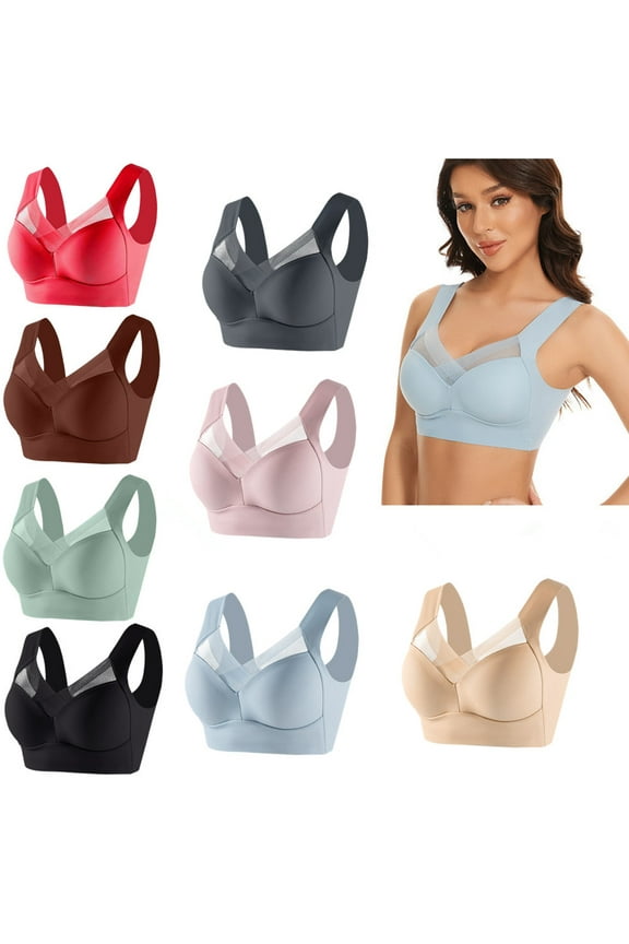 New Womens Seamless Wirefree Push Up Bra U-Shaped Back Thin Comfort Everyday Bras