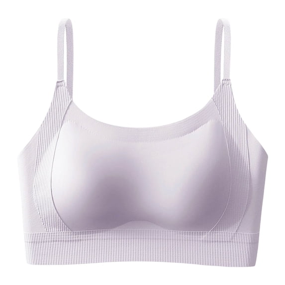 VONCOS Womens Seamless Wireless Bra Bralette Pullover Style Comfort Everyday Lounge Bra Molded Cups Full Coverage Ribbed Adjustable Straps Nylon Spandex Purple,Size M