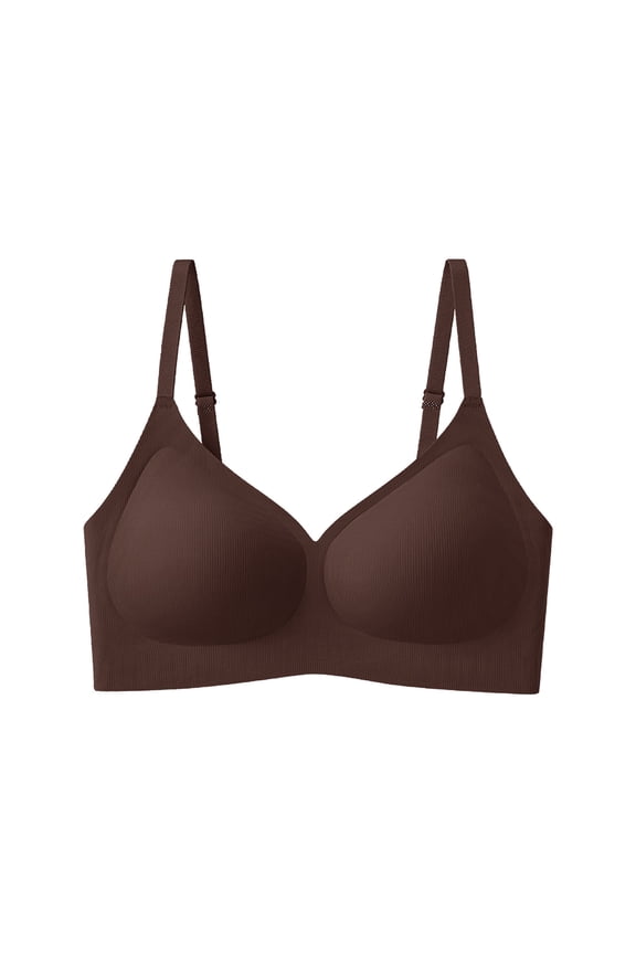 Womens Seamless Wireless Sports Bra with Padded Cups Adjustable Straps for Active Wear Everyday Comfortable Bralette Sports Bras for Lady Running Brown M