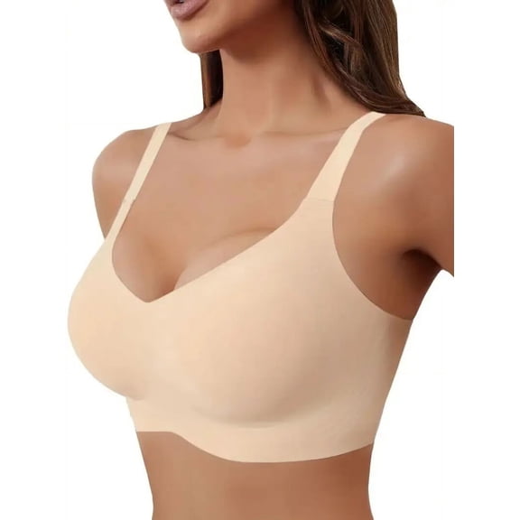 Womens Seamless Wireless Supportive Bra,Comfortable Bralette Supportive Tshirt Bra No Underwire Seamless Push Up Everyday Bras