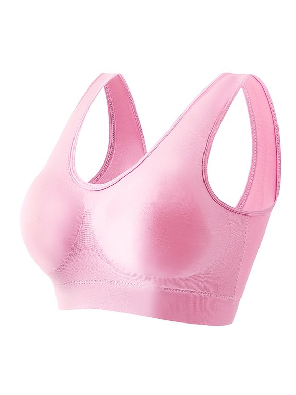 Womens Seamless Wireless Supportive Bra JIANLAI Wireless Comfortable Bra Supportive No Underwire Bras Tshirt Push Up Bralettes Plunge Seamless Bra Womens Deep V Bras Pink