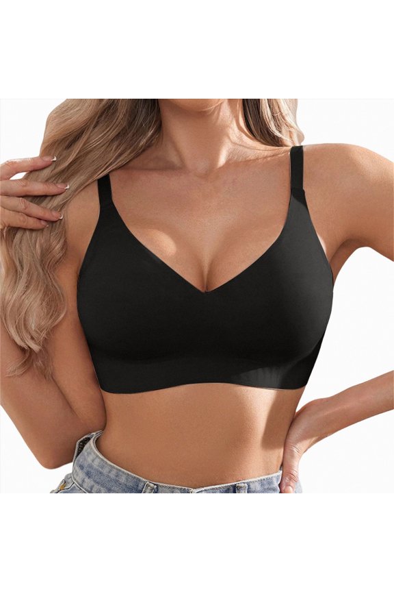 Womens Seamless Wireless Supportive Bra Push Up Comfort Soft No Underwire Full Coverage T-Shirt Bra,Comfy(Black,S)