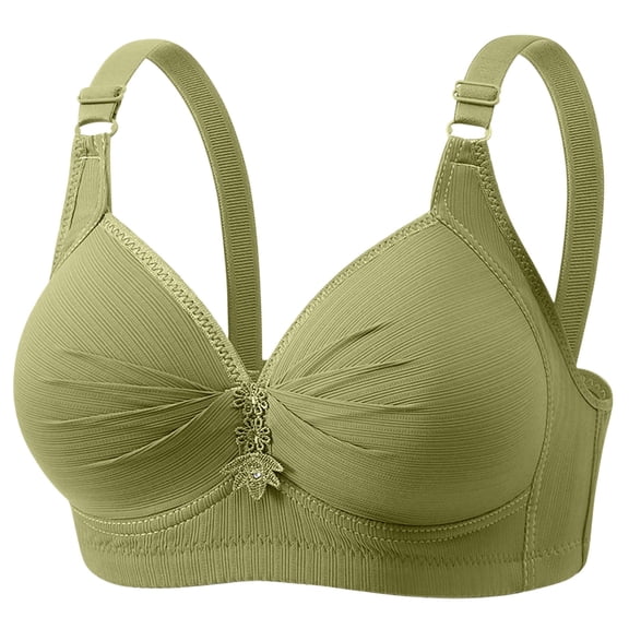 Womens Seamless Wireless Supportive Bra Push Up Comfort Soft No Underwire Full Coverage T-Shirt Bra Green 48