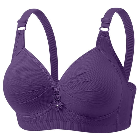 Womens Seamless Wireless Supportive Bra Push Up Comfort Soft No Underwire Full Coverage T-Shirt Bra Purple 46