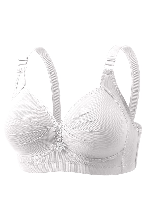 Womens Seamless Wireless Supportive Bra Push Up Comfort Soft No Underwire Full Coverage T-Shirt Bra White 42