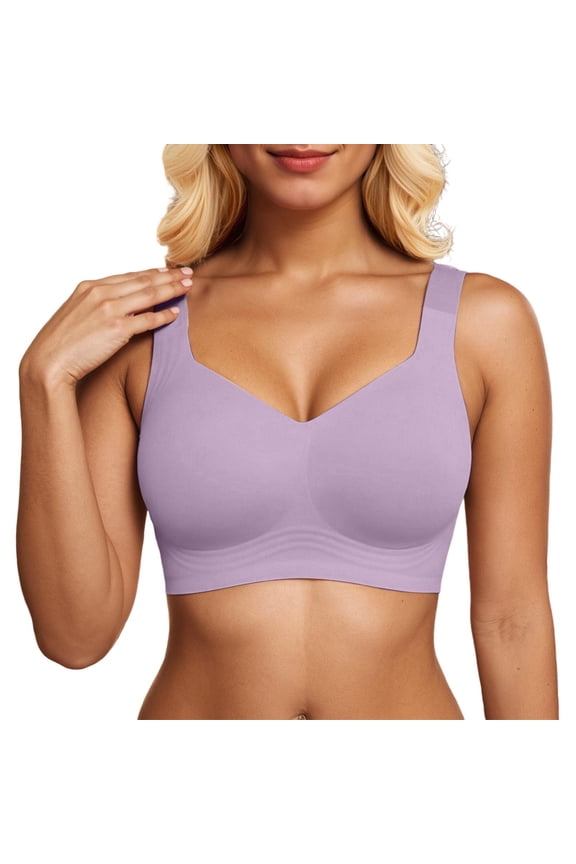 Womens Seamless Wireless Supportive Bra Push Up Comfort Soft No Underwire Full Coverage T-Shirt Bra