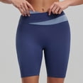 thumbnail image 1 of Womens Seamless Yoga Short Pants Stretchy High Waisted Fitness Running Sports Tight Knee Length Leggings Shorts Blue 3XL, 1 of 9