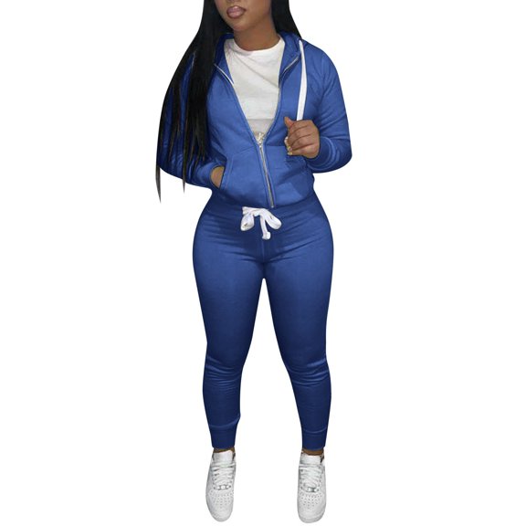 Womens Self Cultivation Long Sleeve Casual Hooded Sweatshirt Two Piece Zipper Pocket Top Coat Loose Pants Pants Set Ski Pants Womens Basketball Pants Women Jumpsuit for Women Elegant Womens Suits