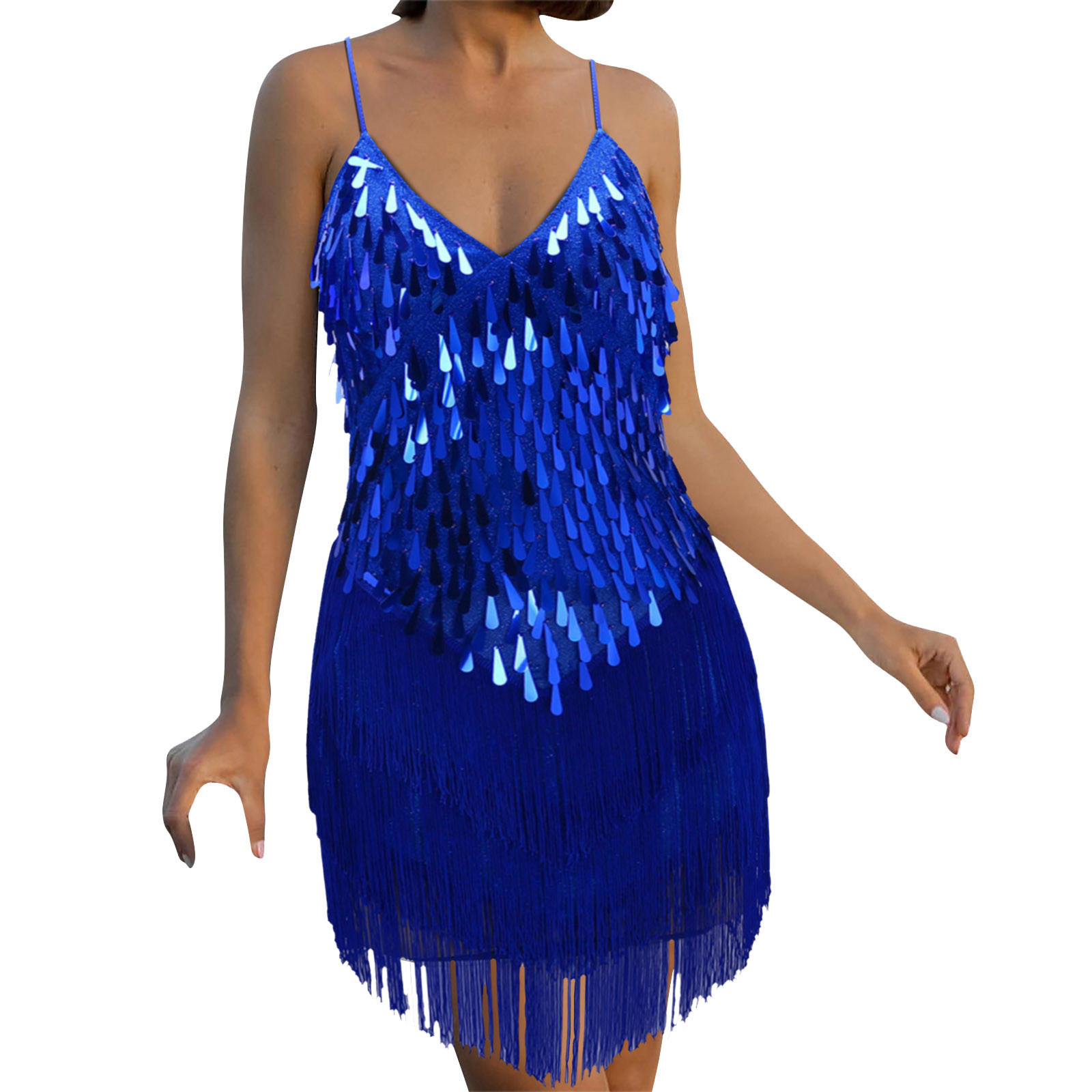 Womens Semi Formal Dress 1920s Flapper Dress Sequin Fringe Slip Dress V Neck Roaring 20s Great Gatsby Dresses Walmart