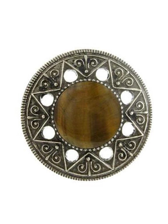 Womens Semi-Precious Aztec Mandala Tiger Eye Fashion Ring (Size 8)