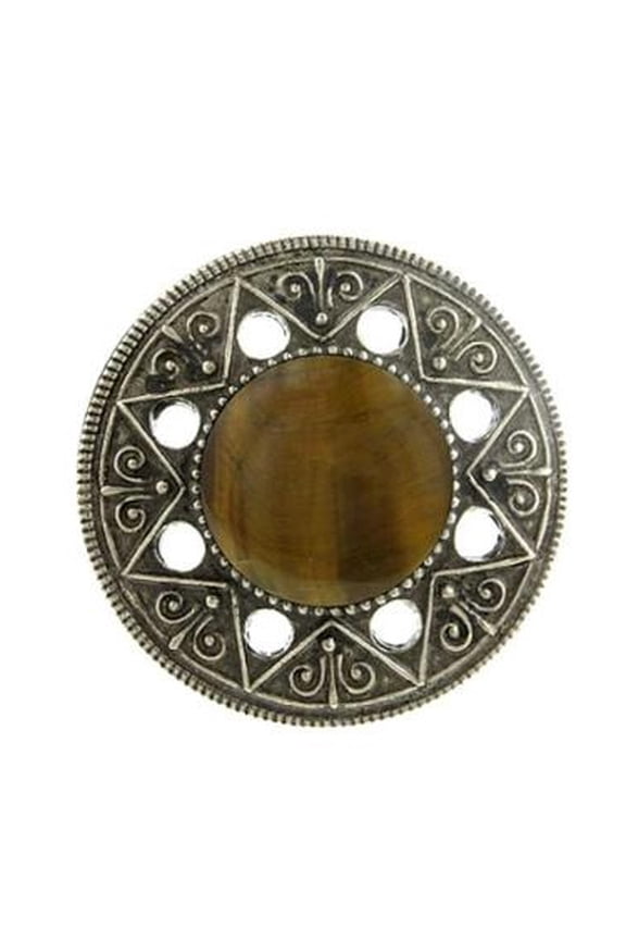 Womens Semi-Precious Aztec Mandala Tiger Eye Fashion Ring (Size 8)