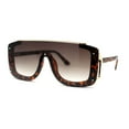 thumbnail image 1 of Womens Semi Rimless Flat Top Thick Plastic Shield Sunglasses Tortoise Gold Brown, 1 of 4
