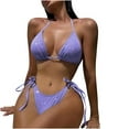 thumbnail image 1 of Womens Sequin Bikini Sets Shiny Glitter Two Piece Bathing Suits Triangle Halter String Swimsuits (M, Purple), 1 of 6