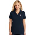 thumbnail image 1 of Womens Sequin Breast Cancer Ribbon Patch Moisture-Wicking Polo Shirt, 3XL River Blue, 1 of 5