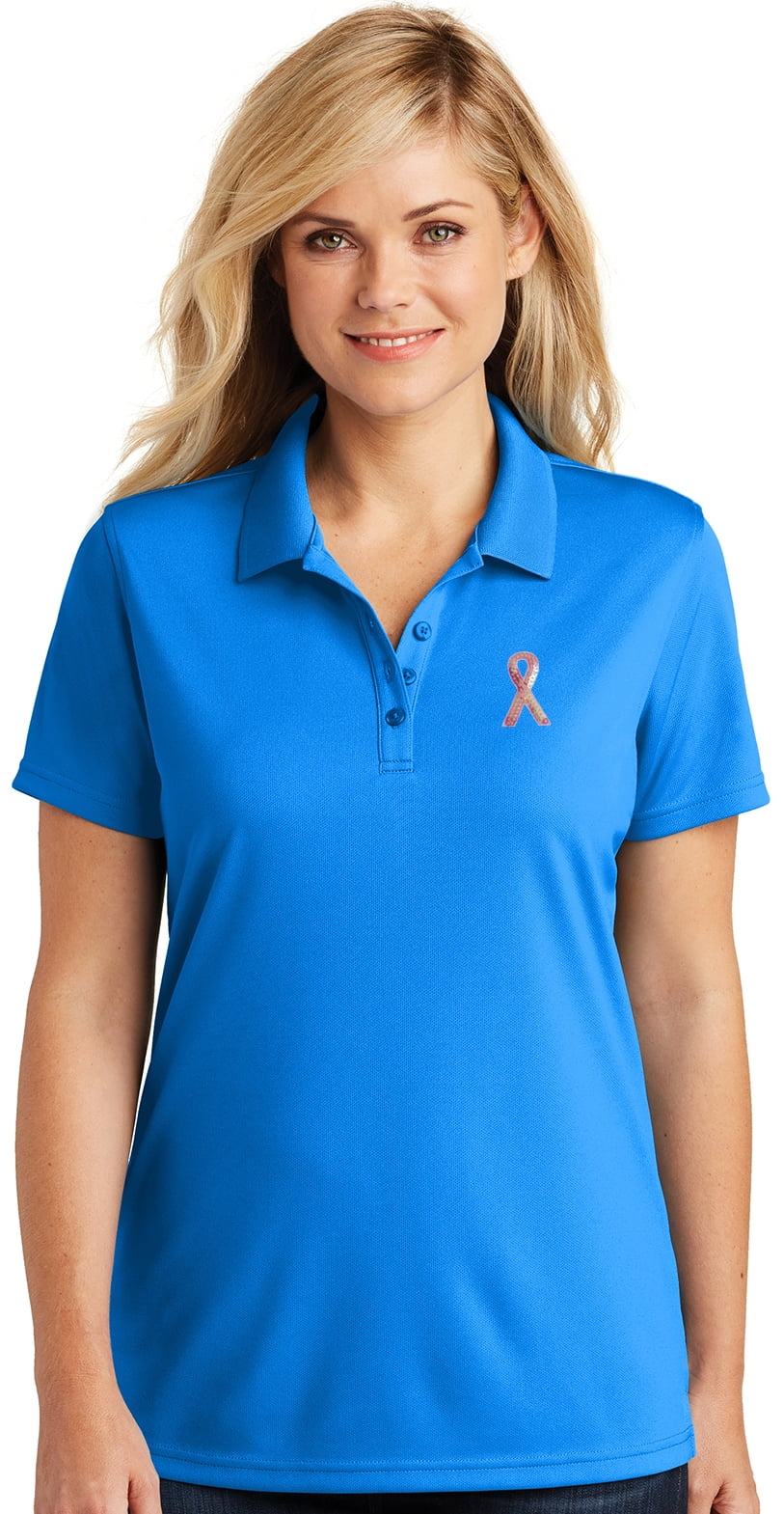 Womens Patriotic Heart USA Flag Patch Moisture-Wicking Polo Shirt, Extra- Small Coastal Blue - Walmart.com