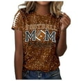 thumbnail image 1 of Womens Sequin Football Shirts 2025 Game Day Funny Graphic Short Sleeved Tops Summer Trendy Casual Pullover Tee Blouses, 1 of 5