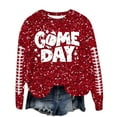 thumbnail image 1 of Womens Sequin Football Sweatshirts 2025 Game Day Long Sleeve Baseball Graphic Tops Fall Winter Casual Crew Neck Pullover Blouses, 1 of 5
