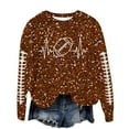 thumbnail image 1 of Womens Sequin Football Sweatshirts 2025 Game Day Long Sleeve Baseball Graphic Tops Fall Winter Casual Crew Neck Pullover Blouses, 1 of 5