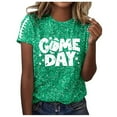 thumbnail image 1 of Womens Sequin Football T-Shirts 2025 Game Day Casual Loose Short Sleeve Tees Crewneck Vintage Fashion Tops, 1 of 5