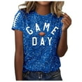 thumbnail image 1 of Womens Sequin Football T-Shirts 2025 Game Day Casual Loose Short Sleeve Tees Crewneck Vintage Fashion Tops, 1 of 5