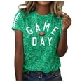 thumbnail image 1 of Womens Sequin Football T-Shirts 2025 Game Day Casual Loose Short Sleeve Tees Crewneck Vintage Fashion Tops, 1 of 5