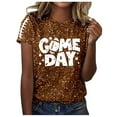 thumbnail image 1 of Womens Sequin Football T-Shirts 2025 Game Day Casual Loose Short Sleeve Tees Crewneck Vintage Fashion Tops, 1 of 4
