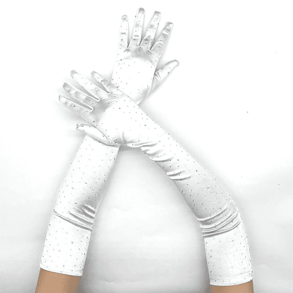 Womens Sequin Gloves Stage Performance 1920s Opera Long Satin Gloves Stretchy Adult Size Length Bridal Gloves