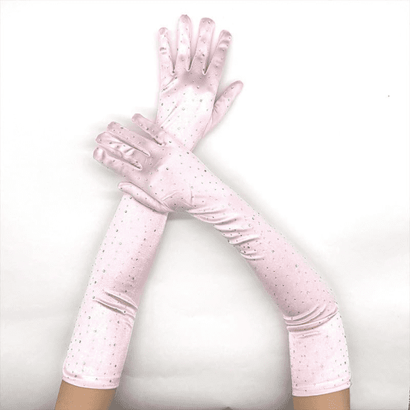 Womens Sequin Gloves Stage Performance 1920s Opera Long Satin Gloves Stretchy Adult Size Length Bridal Gloves