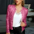 thumbnail image 1 of Womens Sequin Jacket Casual Long Sleeve Front Zip Party Bomber Blazer with Pockets, 1 of 7