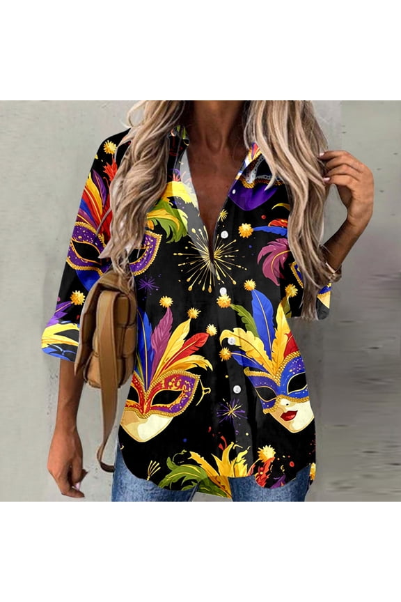 Womens Sequin Print Tops V Neck Sparkly Glitter Blouses Loose Long Sleeve Holiday Evening Party Shiny Shirts Summer Long Sleeve Cute Tops for Women Fall Womens Button down Shirts Quarter Length Sleeve