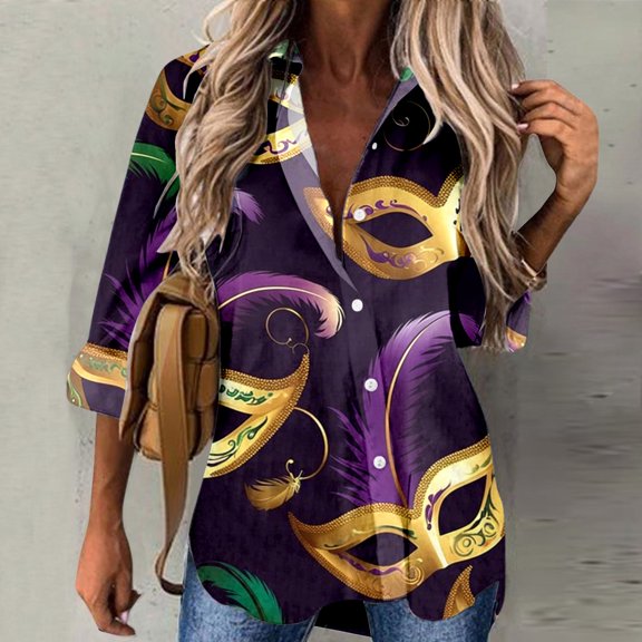 Womens Sequin Print Tops V Neck Sparkly Glitter Blouses Loose Long Sleeve Holiday Evening Party Shiny Shirts Womens Long Sleeve Shirts with Buttons Button down Long Sleeve for Women Sunblock Shirts