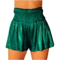 thumbnail image 1 of Womens Sequin Shorts High Waist Flowy Sparkly Shiny Smocked Glitter Metallic Shorts Pleated Ruffle Rave Hot Dance Shorts, 1 of 5