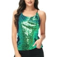 thumbnail image 1 of Womens Sequin Spaghetti Strap Crop Camisole Tank Top, Matte or Shiny, 1 of 5