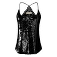 thumbnail image 1 of Womens Sequin Spaghetti Strap Crop Camisole Tank Top, Matte or Shiny, 1 of 5