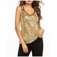 thumbnail image 1 of Womens Sequin Tank Top Sleeveless Gold Sparkly Shirt Shiny Top Evening Wear Tops Womens Holiday Shirts, 1 of 5