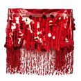 thumbnail image 1 of Womens Sequin Tassel Skirts Sparkly Rave Fringe Hip Scarf Belly Dance Party Festival Skirt Red, Free Size, 1 of 2