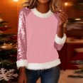 thumbnail image 1 of Womens Sequin Top Long Sleeve Crewneck Christmas Glitter Raglan Shirt Winter Sparkle Casual Club Festival Party Blouse Tops, 1 of 6