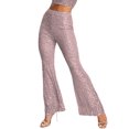 thumbnail image 1 of Womens Sequins Glitter Long Pants, Slim Flared High Waist Elastic Band Bell Bottoms Lounge Trousers, 1 of 6