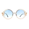 thumbnail image 1 of Womens Serpent Snake Jewel Arm Round Circle Metal Rim Sunglasses Gold Blue, 1 of 4