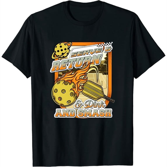 Womens Serve & Return & Dink & Smash. Pickleball Cute Funny Fan Gag Long Sleeve T-Shirt Black Large