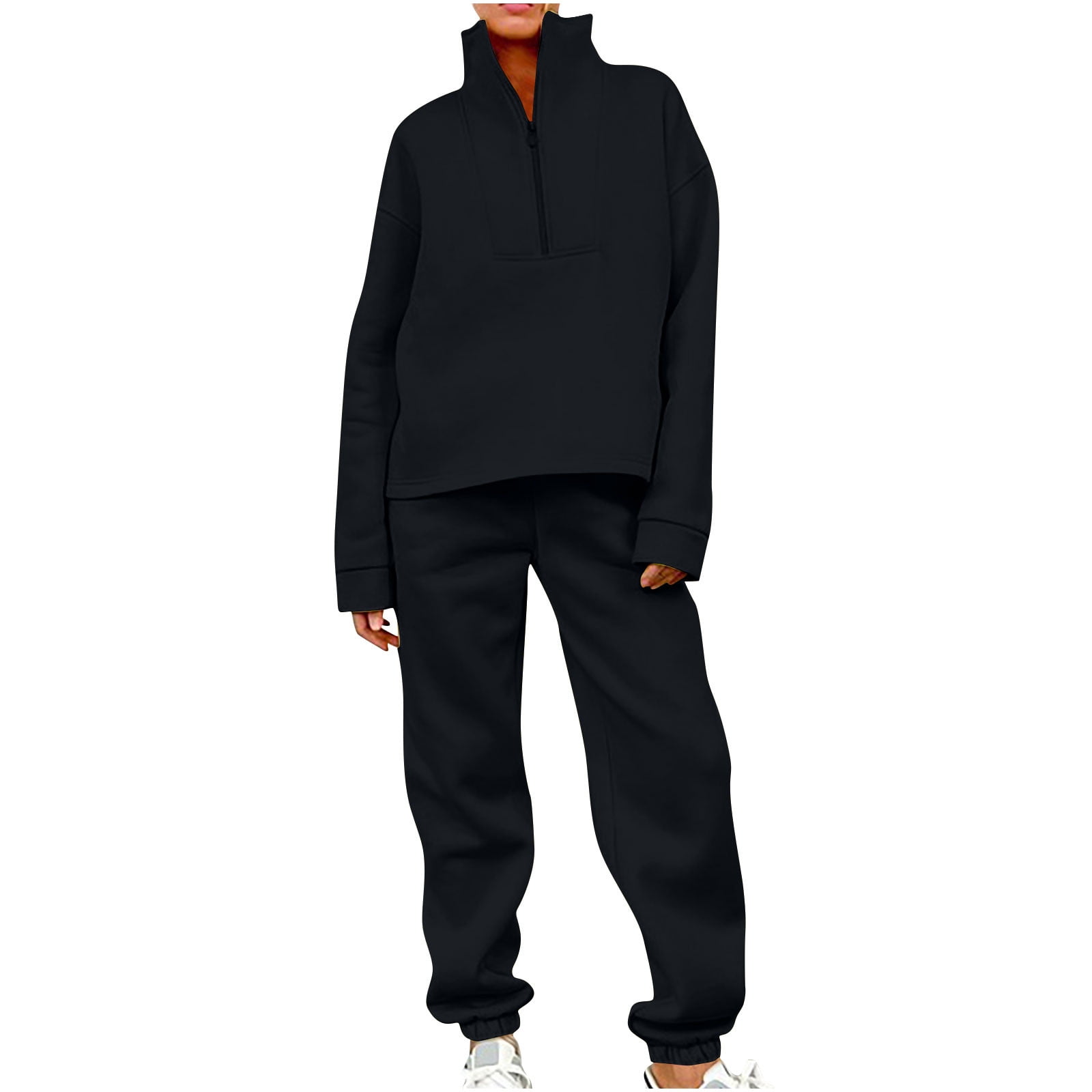 Womens Sets 2 Piece Outfits Jogger Sweatsuits Y2k Half Zip Fleece
