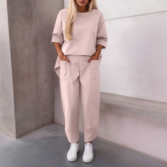 Womens Sets 2 Piece Outfits - Long Sleeve Sweatshirt With Sweatpants Set Matching Lounge Sets for Women Leisure Wear Sets for Women