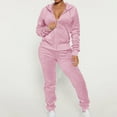 thumbnail image 1 of Womens Sets 2 Piece Outfits Lounge Casual Long Sleeve Full Zip Hooded Jacket and Tapered Joggers for Activewear, 1 of 7