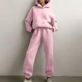 thumbnail image 1 of Womens Sets 2 Piece Outfits Plus Size Casual Solid Color Long Pants Hooded Pullover Long Sleeve Sweatshirts Sets, 1 of 2