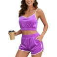 thumbnail image 1 of Womens Sets 2 Piece Outfits Summer Sexy Crop Top and High Waisted Shorts Pajama Set, 1 of 5